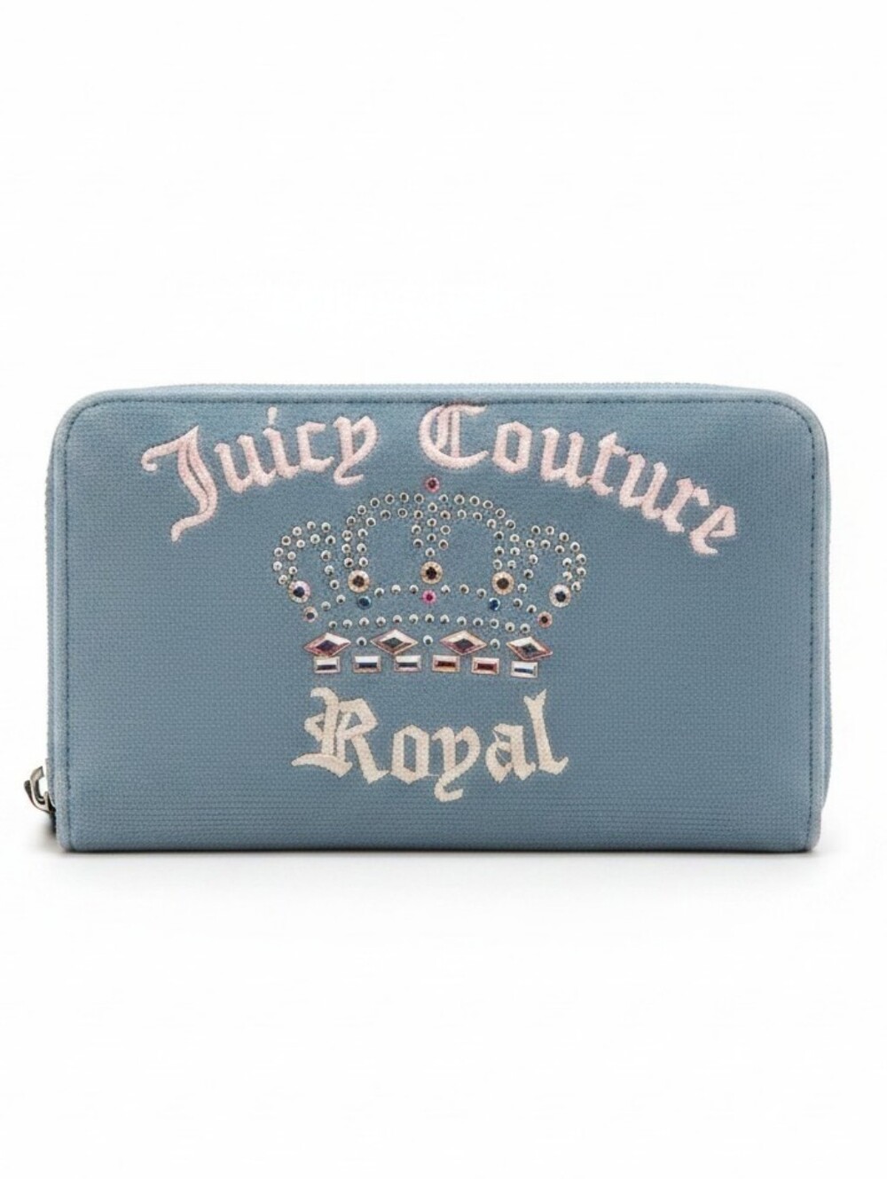 LAST CHANCE$ Royal Rhinestone Crown Wallet Blue Embroidered Y2K